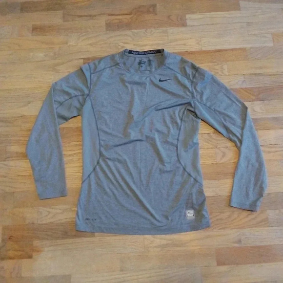Nike Pro Combat Long Sleeved Shirt Gray Men's Medium - Picture 1 of 7